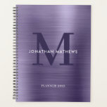 Rostmetall Mitternacht Lila Classic Monogramm Planer<br><div class="desc">Einfach gebürsteter Metallic Midnight Lila Classic Monogram Planner</div>