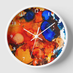 Rostorange abstrakte Kunstfarbe Uhr