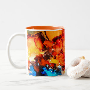 Rostorange abstrakte Kunstfarbe Zweifarbige Tasse
