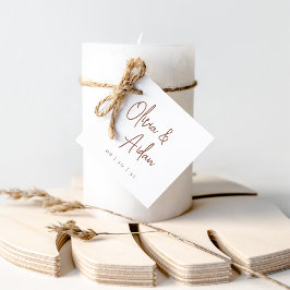 Rostrot | Moderne handgeschriebene Hochzeit Geschenkanhänger