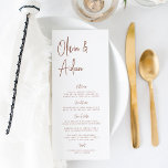 Rostrot | Moderne handgeschriebene Hochzeit Menükarte<br><div class="desc">Entworfen,  um unsere modernen handgeschriebenen Skripteinladungen zu erfüllen. Ein wunderschönes typografisches Design mit minimalistischem Ambiente,  mit modernen Terrakotta Rost handgeschriebenen Schriften und klassischen Serifenschriften. Personalisieren Sie Ihre Menüpunkte mithilfe von acht benutzerdefinierten Textfeldern.</div>