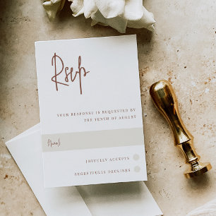 Rostrot Moderne handgeschriebene Hochzeit RSVP Karte