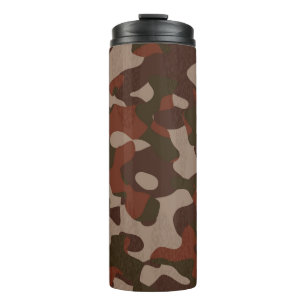 Rostrot und Dunkeloliv Camouflage abstrakt Thermosbecher