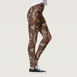 Rostrot und Dunkeloliv Tarnung abstrakt Leggings