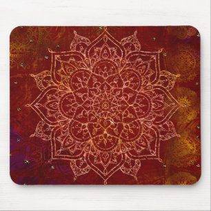Rostroter Mandala-Gold-Glamour Moderner Chic Mousepad