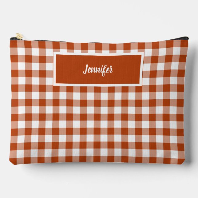 Rostrotes Karo-Gingham individuell Zubehörtasche (Vorderseite)