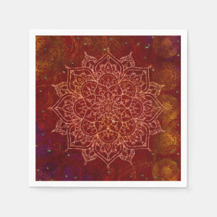 Rostrotes Mandala-Gold Glamour Modern Chic Serviette