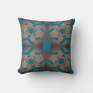 Rostschiefer Blau Aquamarin mediterrane Blumenlatt Kissen