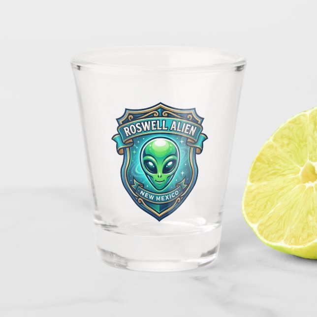 Roswell Außerirdischer USA Schnapsglas (Vorderseite)