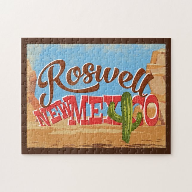 Roswell New Mexico Cartoon Wüste Vintage Travel (Horizontal)