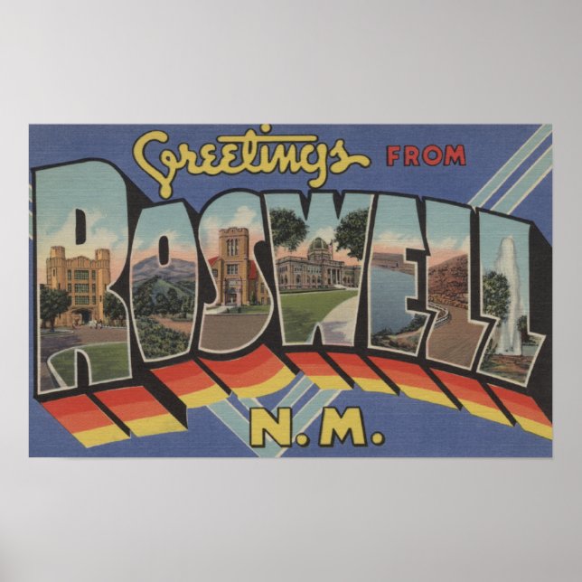 Roswell, New Mexico - Große Briefmarkenszenen Poster (Vorne)