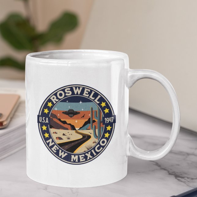 Roswell New Mexico Nostalgic UFO Backdrop Kaffeetasse (Von Creator hochgeladen)