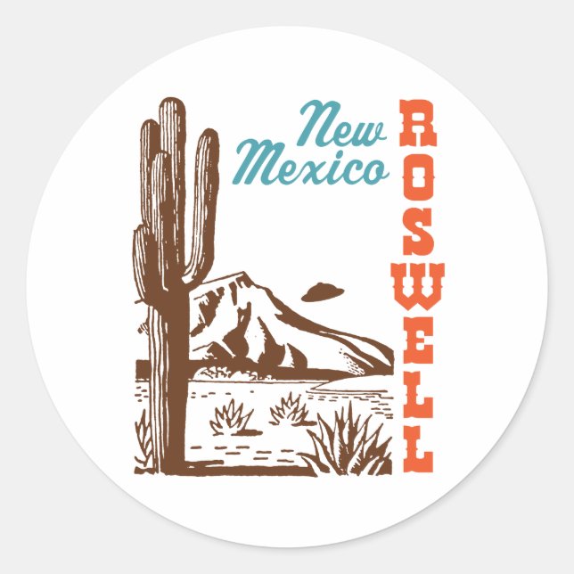 Roswell New Mexico Runder Aufkleber (Vorderseite)