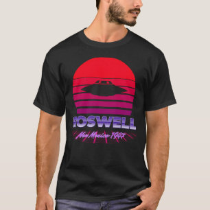 Roswell Ufo Vorfall 1947 Retro Violett Sunset Vap T-Shirt
