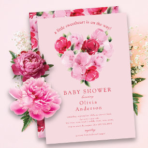 Rosy Blooms Sweetheart Baby Dusche Einladung