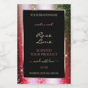 Rosy Blush Sparkle Glitzer Frame Produktetikett Lebensmitteletikett