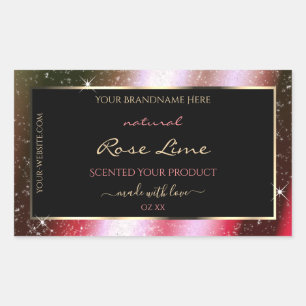 Rosy Blush Sparkle Glitzer Frame Produktetikett Rechteckiger Aufkleber