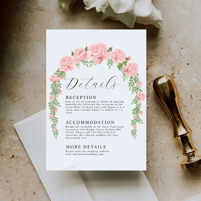 Rosy Blush Wedding Details Eintrittskarte Begleitkarte (Von Creator hochgeladen)