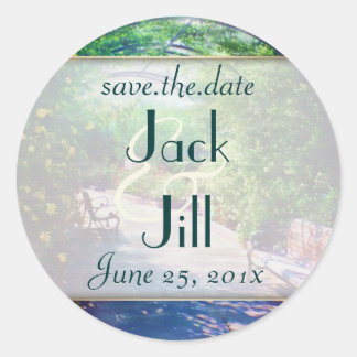 Rosy Bower WEDDING Save the Date Runder Aufkleber
