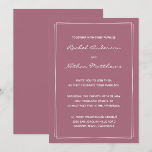 Rosy Brown Mulberry Pink Hochzeitseinladungen