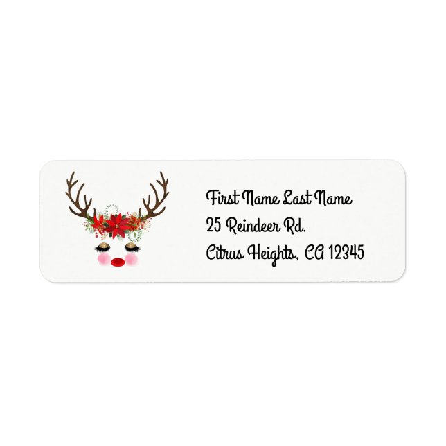 Rosy Cheeks Gold Eyes Floral Reindeer Holiday (Vorne)
