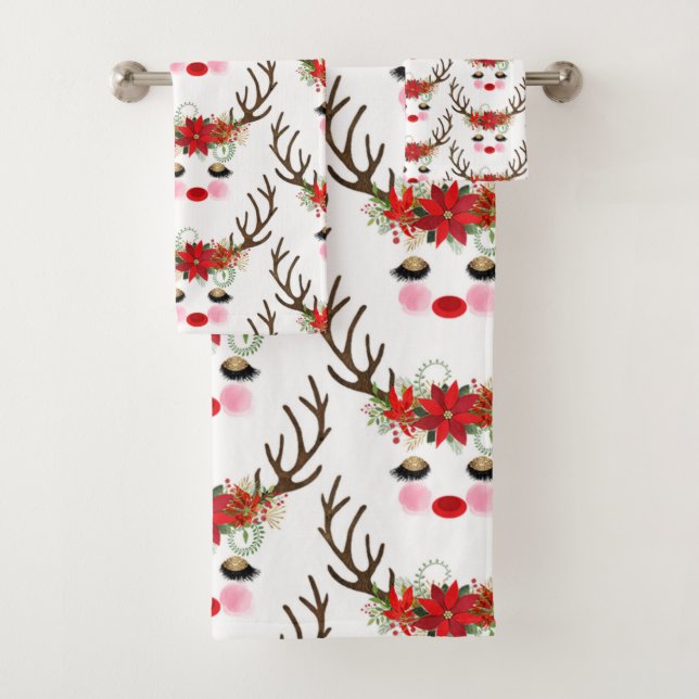 Rosy Cheeks Gold Eyes Floral Reindeer Holiday (En situation)