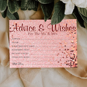 Rosy Confetti Glitzer Wedding Advice wünscht Karte