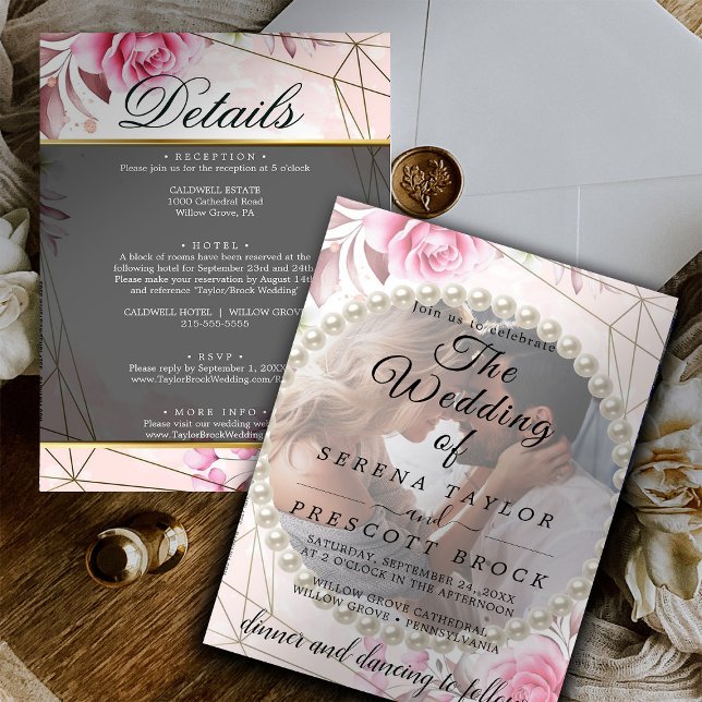 Rosy Elegant Vellum Overlay Einladung zur Hochzeit (Von Creator hochgeladen)