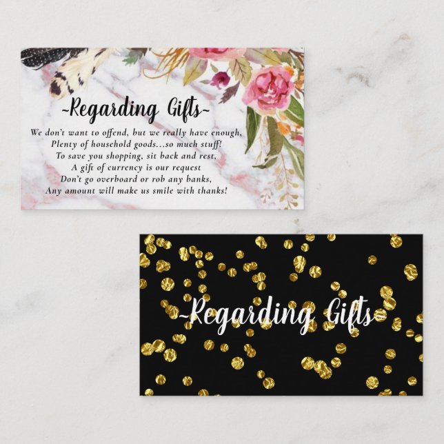 Rosy Floral Honeymoon Fund über Geschenkkarten Begleitkarte (Vorne/Hinten)
