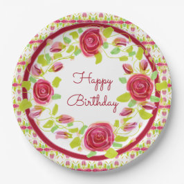 Rosy Floral Stylish Pappteller