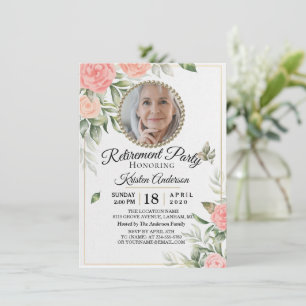 Rosy Flowers Chic Retraite Party Invitation