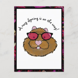 Rosy Glasses Optimistic Groundhog Feiertagspostkarte