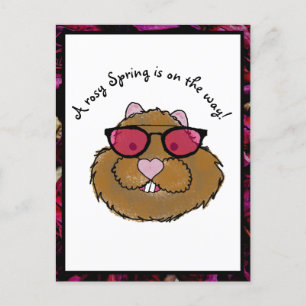 Rosy Glasses Optimistic Groundhog Feiertagspostkarte