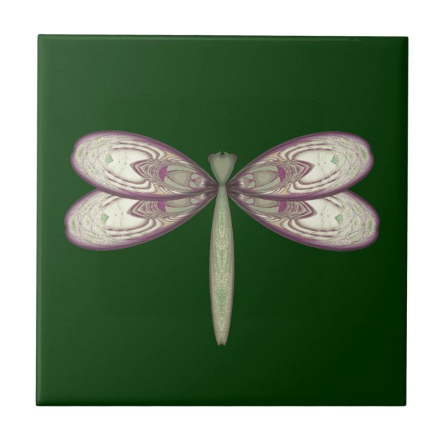 Rosy Nouveau Dragonfly Fliese (Vorderseite)