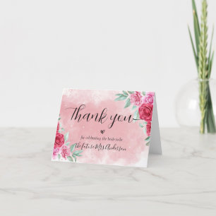 Rosy Pink Blush Minimales Script-Brautparty Dankeskarte