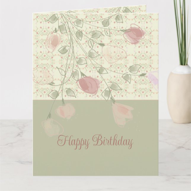 Rosy Pink Floral Karte (Vorderseite)