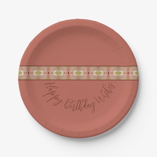 Rosy Pink Floral Pappteller (Vorderseite)