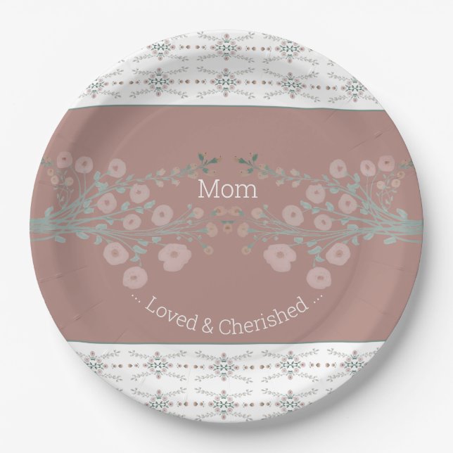 Rosy Pink Floral Pappteller (Vorderseite)