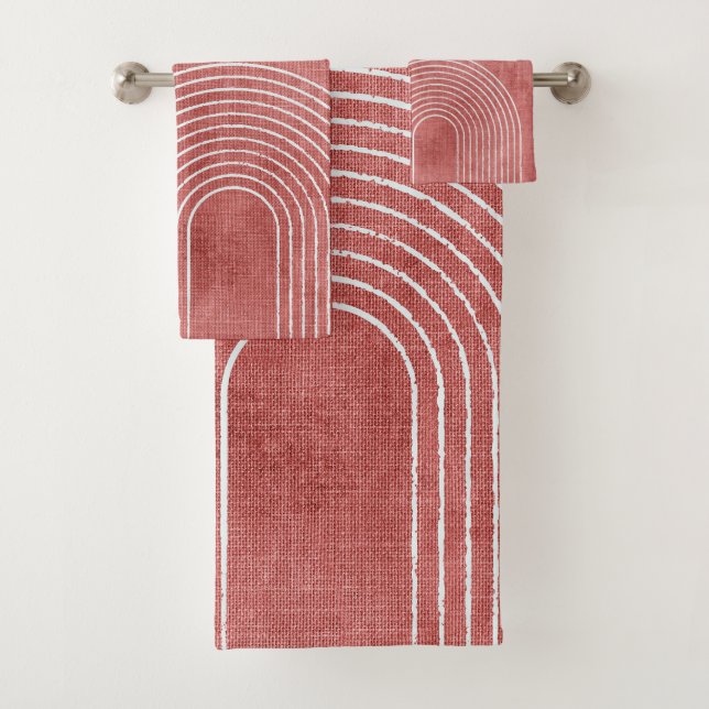 Rosy Pink Minimalistisch Badhandtuch Set (Insitu)