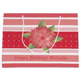 Rosy Pink Stripe Große Geschenktüte