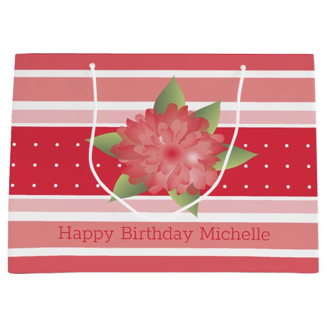 Rosy Pink Stripe Große Geschenktüte (Vorderseite)