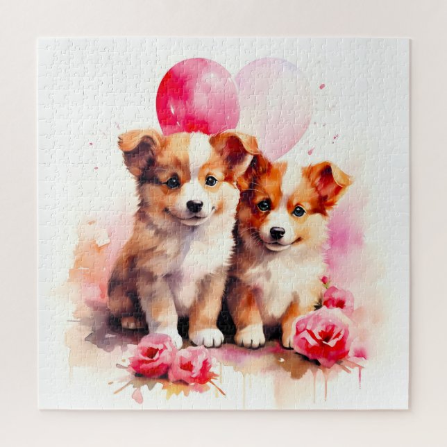 Rosy Puppy Liebe Watercolor (Vertikal)