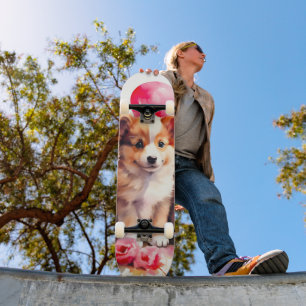 Rosy Puppy Liebe Watercolor Skateboard