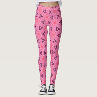 Rosy Radiance Floral Geometric Seamless Pattern Leggings