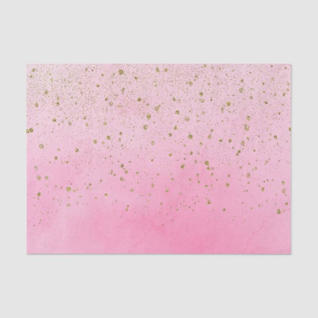Rosy Rose Rosa und Gold Glitzer Brautparty Party Seidenpapier (Vorderseite)