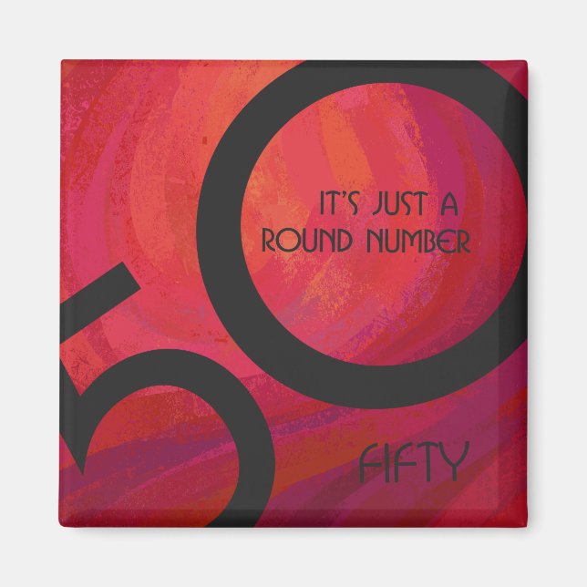 Rot 50 Dekade Geburtstag Magnet (Vorne)