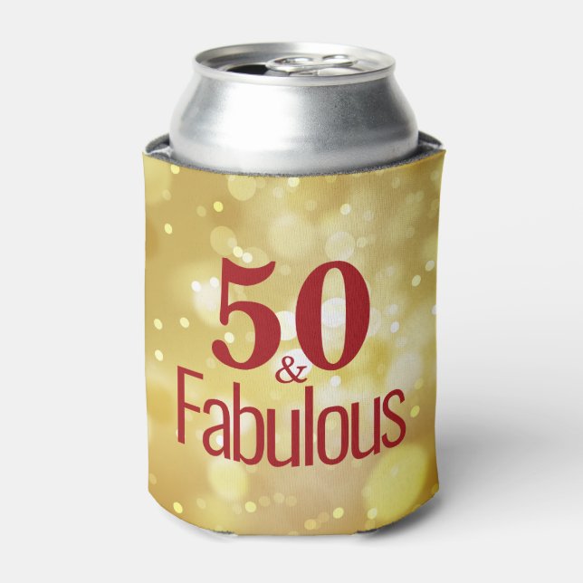 Rot 50 & fabelhaft Birthday Gold Foam kann kühler Dosenkühler (Kanne Vorderseite)