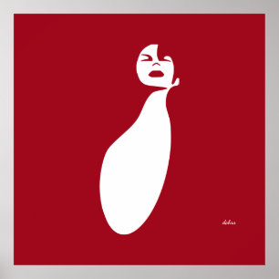 Rot abstrakte schwarze Frau nach oben Naturhaar Poster