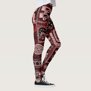 Rot, afrikanische Motiv-Schwarzweiss-Leggings Leggings