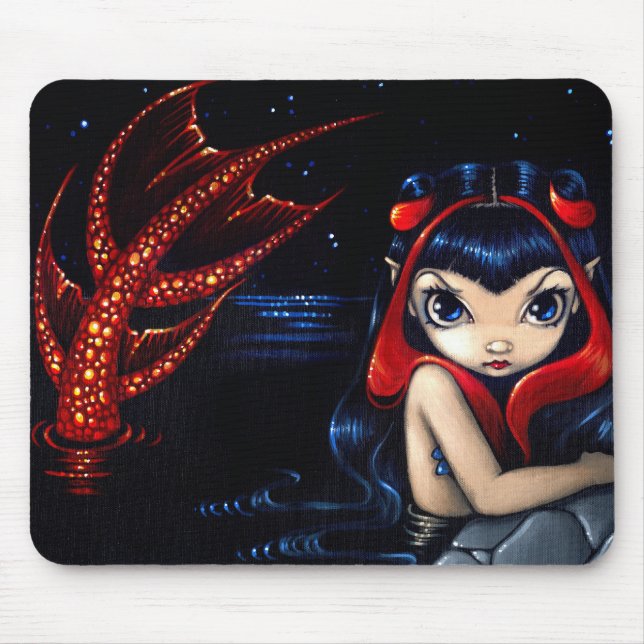 "Rot angebundene Meerjungfrau" Mousepad (Vorne)